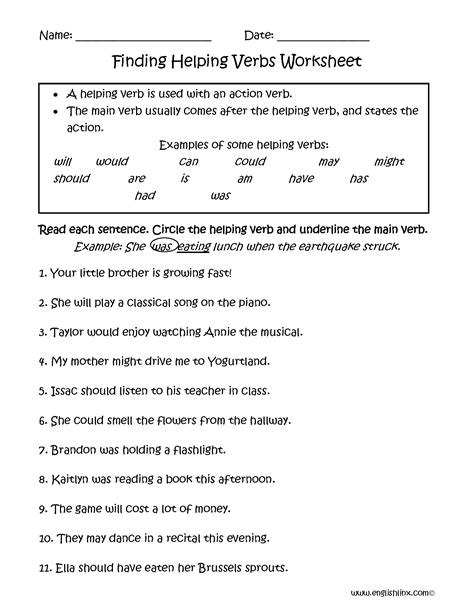 Helping Verbs And Linking Worksheets – Mreichert Kids Worksheets